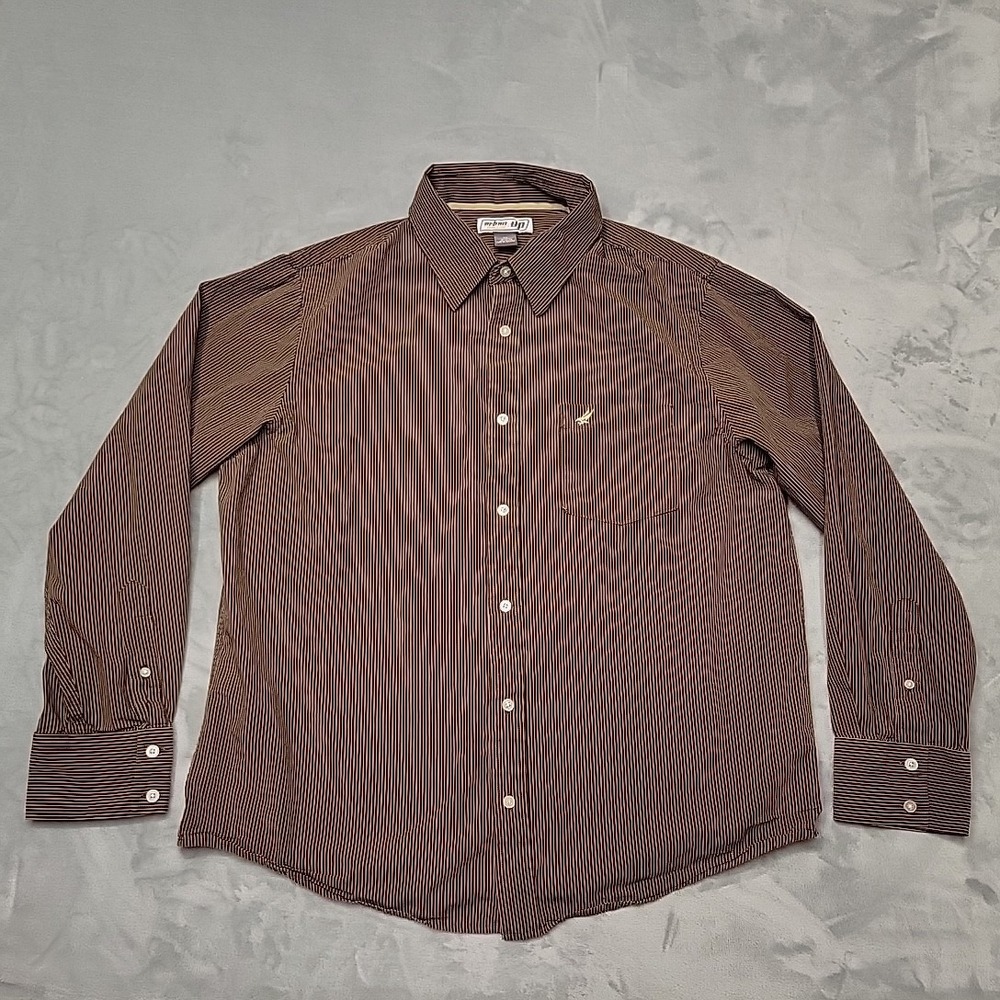 Urban Pipeline Shirt Mens XL Brown Striped Button Down Long Sleeve Skate Casual